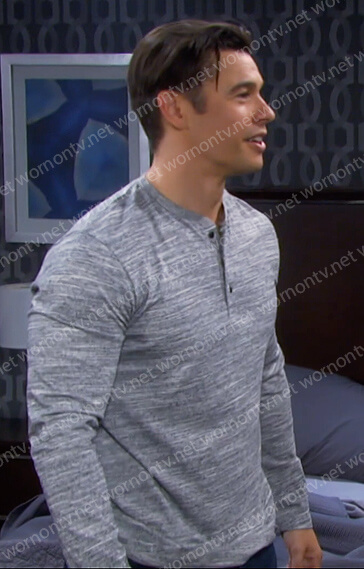 Xander’s grey space dye henley shirt on Days of our Lives