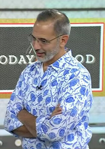 Yotam Ottolenghi’s white and blue floral shirt on Today