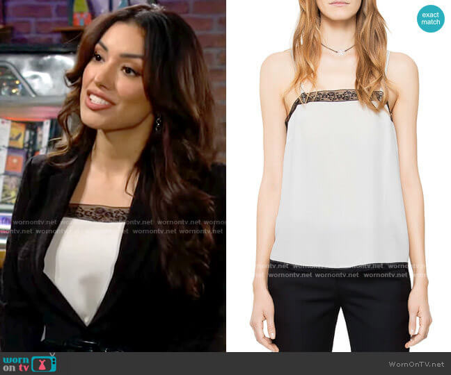 Zadig & Voltaire Carmen Silk Camisole Top worn by Audra Charles (Zuleyka Silver) on The Young and the Restless