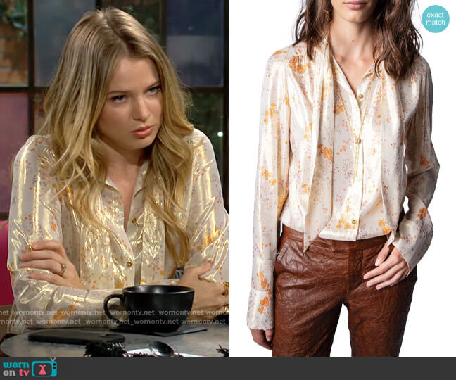 Zadig & Voltaire Tioly Top worn by Summer Newman (Allison Lanier) on The Young and the Restless