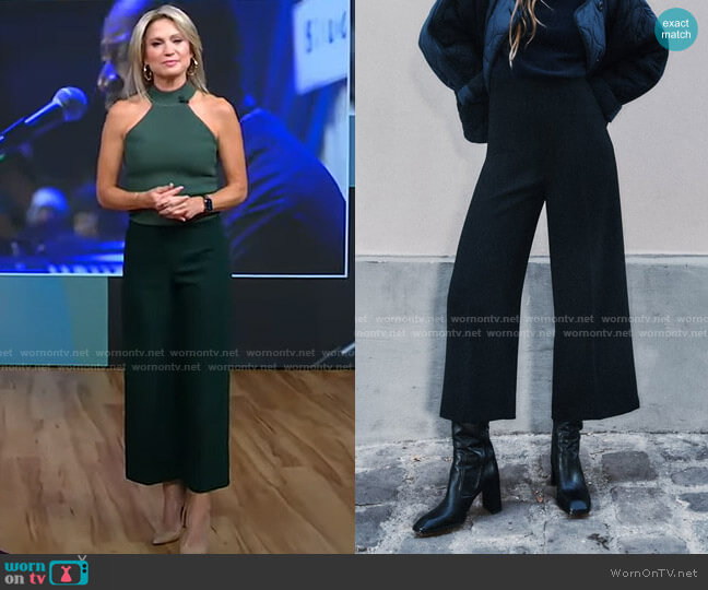 Zara High Waisted Culottes worn by Amy Robach on Good Morning America