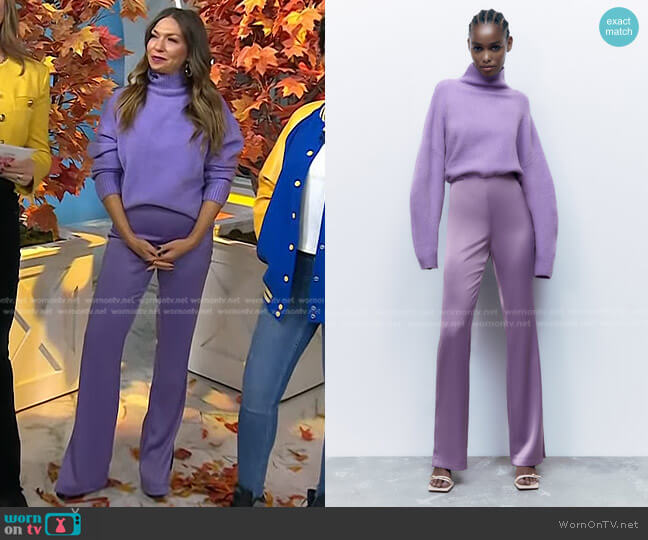 WornOnTV: Melissa Garcia’s purple turtleneck sweater and satin pants on ...