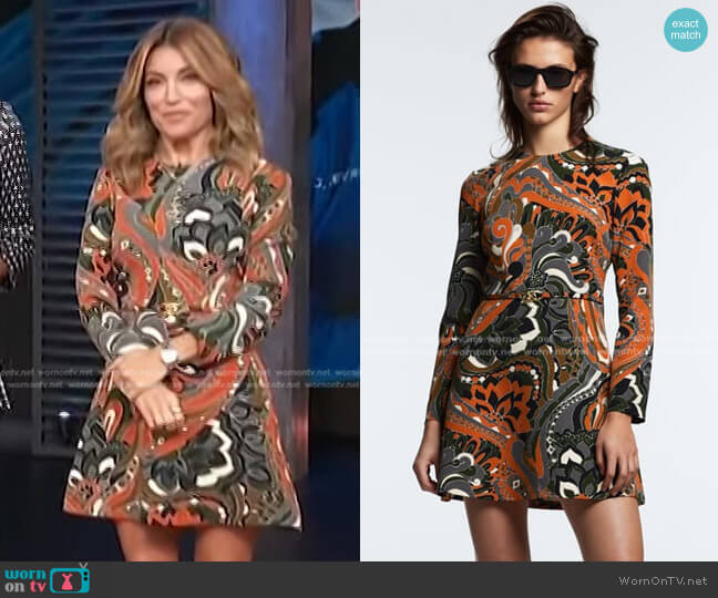 Zara Printed Short Dress worn by Kit Hoover on Access Hollywood