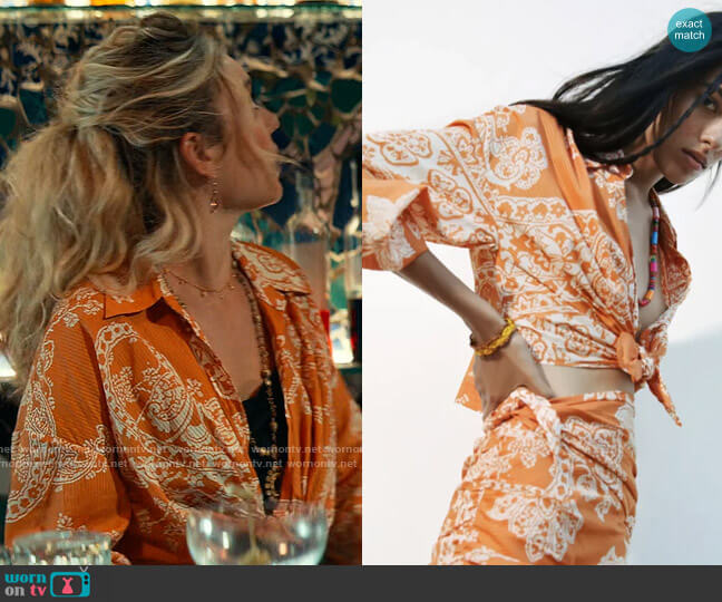 Zara Knotted Print Top worn by Sloane (Ruby Kammer) on From Scratch