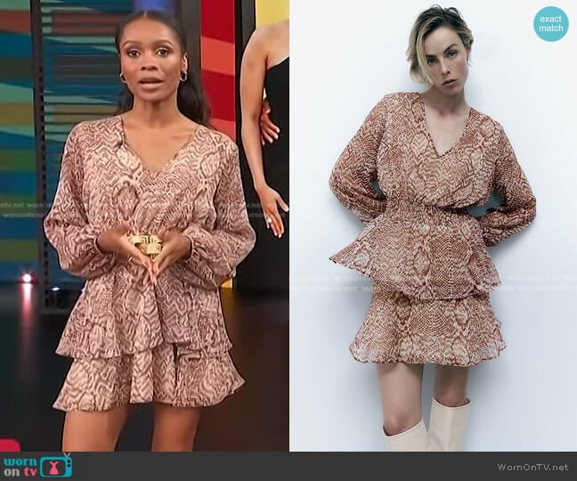 Zara Printed Dress worn by Zuri Hall on Access Hollywood