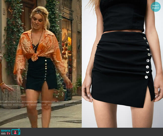 Zara Ruched Mini Skirt worn by Sloane (Ruby Kammer) on From Scratch