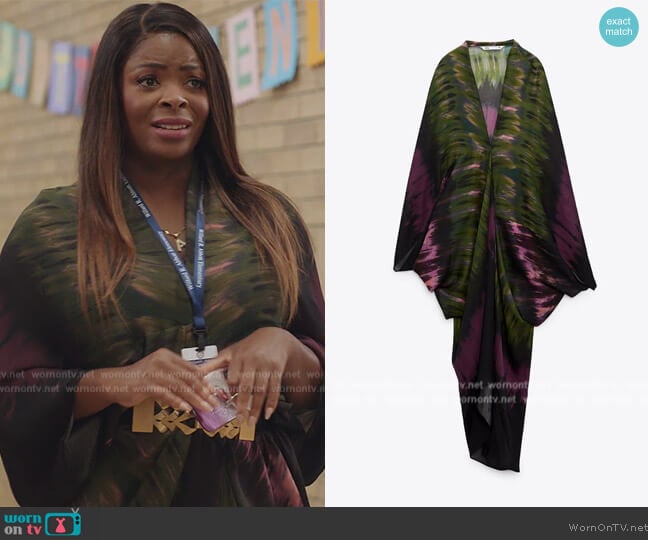 Zara Tie Dye Print Kaftan worn by Ava Coleman (Janelle James) on Abbott Elementary