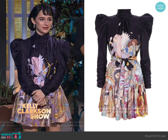 Zimmermann Celestial Gathered Mini Dress worn by Sophia Anne Caruso on The Kelly Clarkson Show