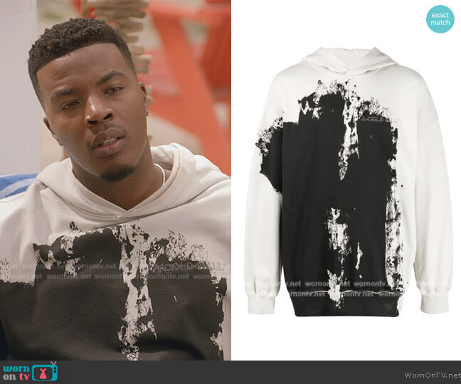 A-Cold-Wall Paint-effect cotton hoodie worn by Spencer James (Daniel Ezra) on All American