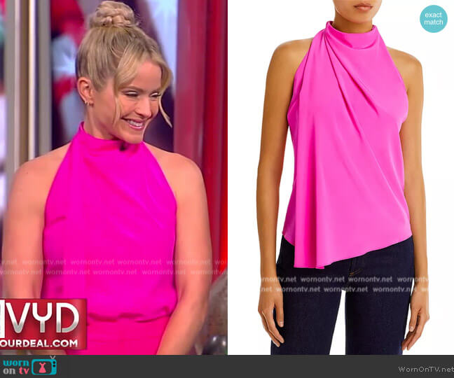 A.L.C. Erin Draped Silk-Blend Sleeveless Top worn by Sara Haines on The View