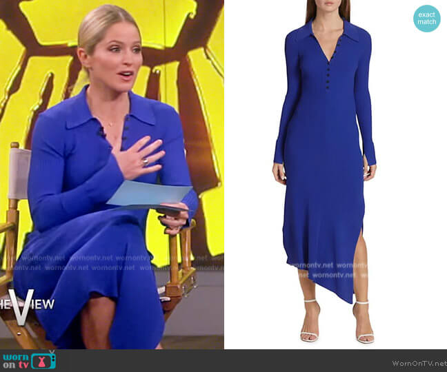 A.L.C. Lance Ribbed Polo Collar Dress worn by Sara Haines on The View