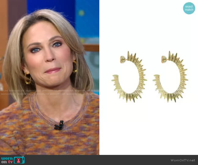 Accessory Concierge Sunburst Hoops worn by Amy Robach on Good Morning America