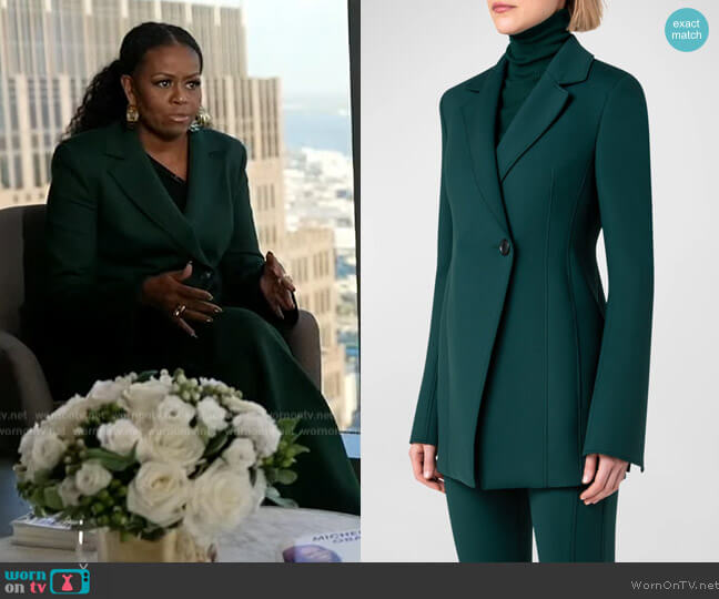 Akris Flared Techno Neoprene Cutaway Jacket worn by Michelle Obama on Tamron Hall Show