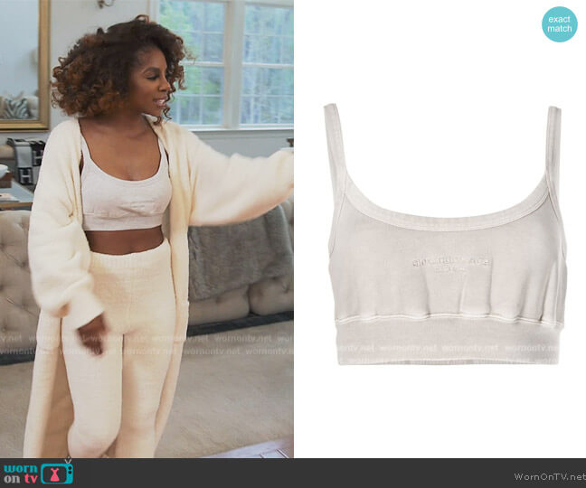 Alexander Wang Logo-embroidered knitted crop top worn by Candiace Dillard Bassett on The Real Housewives of Potomac