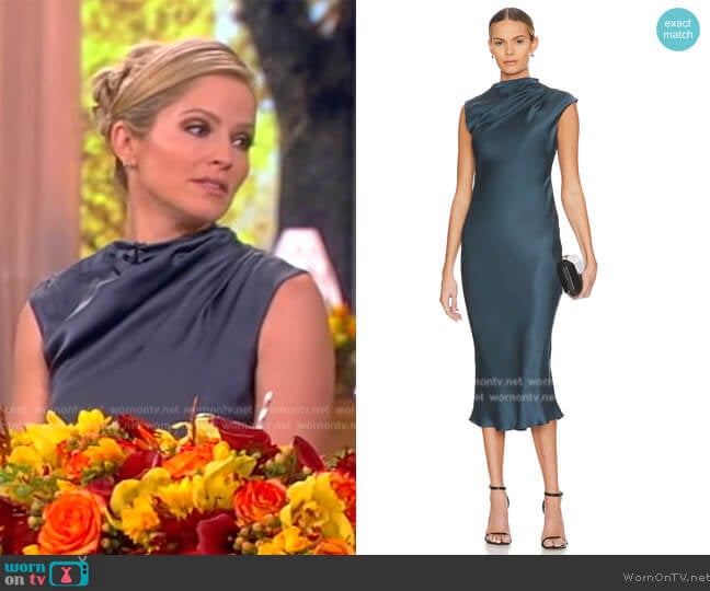 WornOnTV Sara s teal satin dress on The View Sara Haines