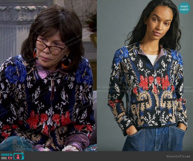 Pilcro Debra Cropped Sweater Jacket worn by Susan Banks (Stacy Haiduk) on Days of our Lives