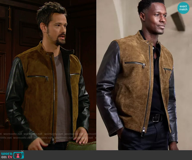 Banana Republic Pacer Leather Biker Jacket worn by Thomas Forrester (Matthew Atkinson) on The Bold and the Beautiful