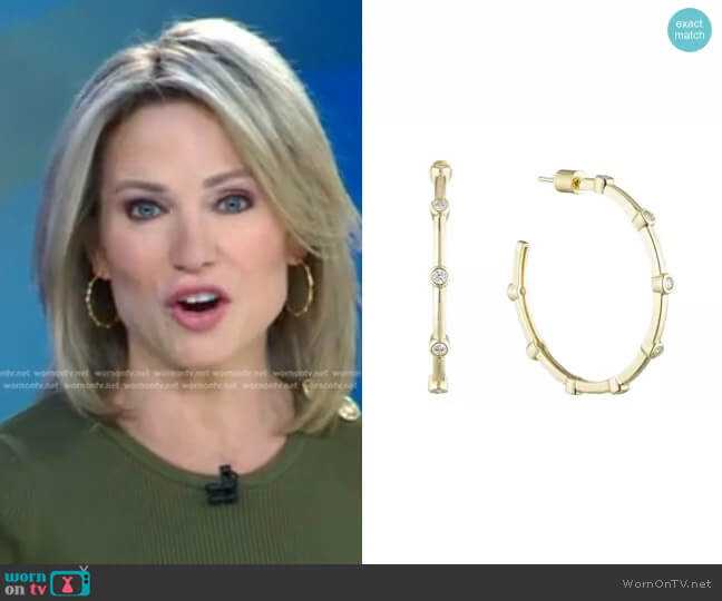 Bonheur Jewelry Diana Crystal Large Hoop Earrings worn by Amy Robach on Good Morning America