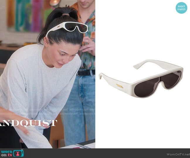 Bottega Veneta Acetate Mask Sunglasses worn by Kylie Jenner (Kylie Jenner) on The Kardashians