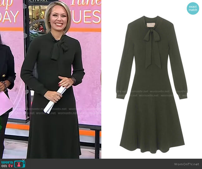 Gal Meets Glam Brianna Tie Neck Dress in Vine worn by Dylan Dreyer on Today