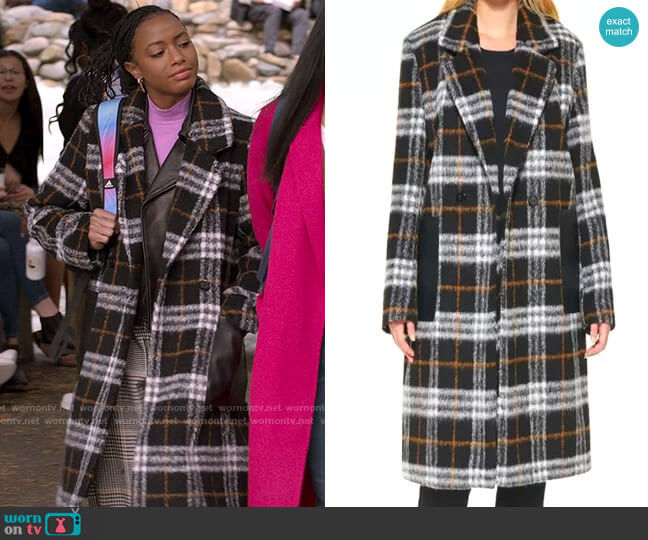 Calvin Klein Plaid Walker Coat worn by Whitney Chase (Alyah Chanelle Scott) on The Sex Lives of College Girls