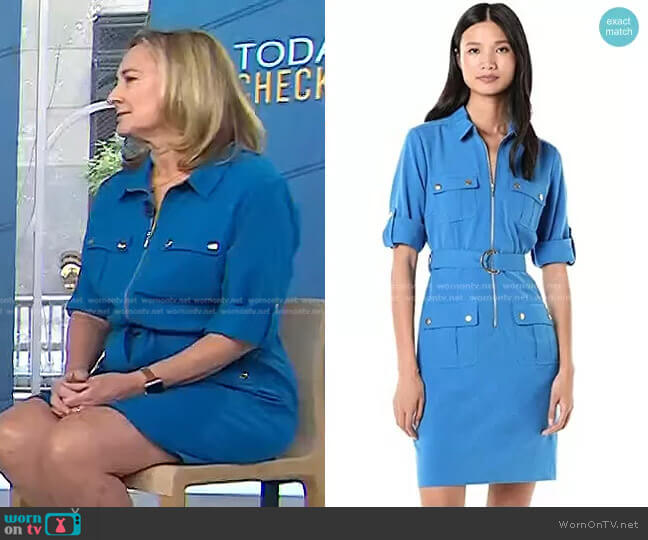 Sharagano Cargo-Pocket Belted Shirt Dress worn by Amy Goyer on Today