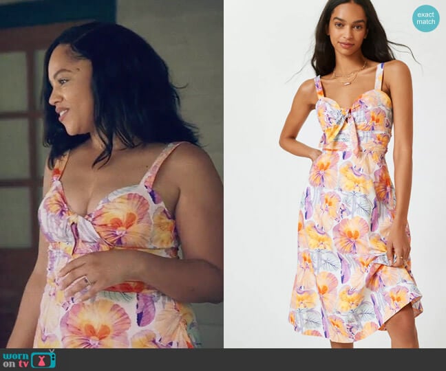 Cecilia Pettersson Tie-Front Midi Dress worn by Darla (Bianca Lawson) on Queen Sugar