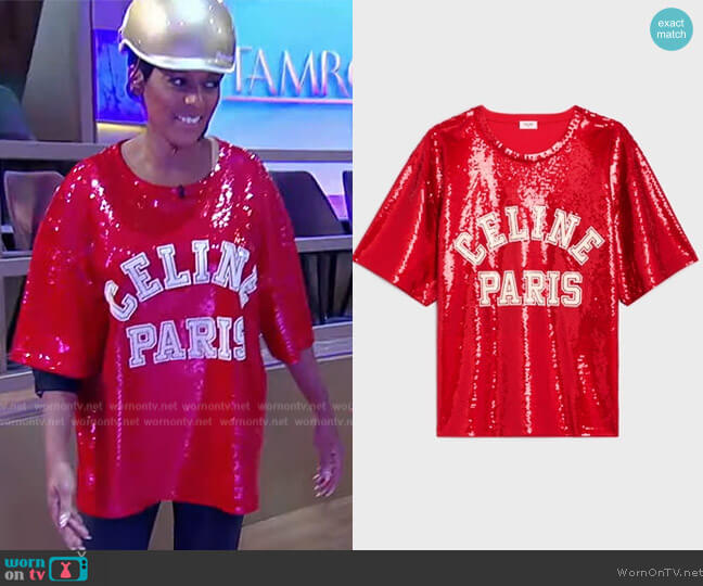 Celine Embroidered T-shirt in Cotton worn by Tamron Hall on Tamron Hall Show
