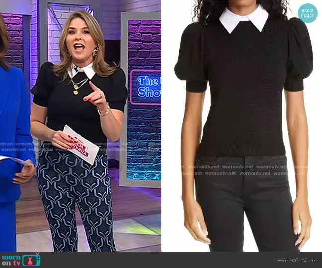 Alice + Olivia Chase Puff Sleeve Sweater with Removable Collar worn by Jenna Bush Hager on Today