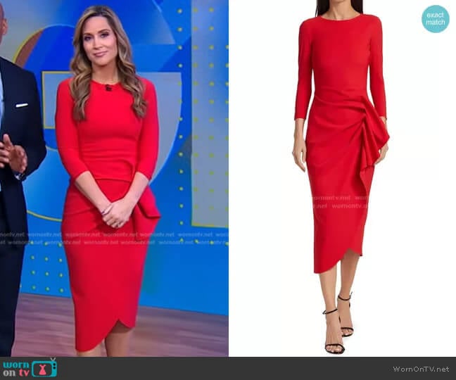 Chiara Boni La Petite Robe Gathered Side Midi-Dress worn by Rhiannon Ally on Good Morning America