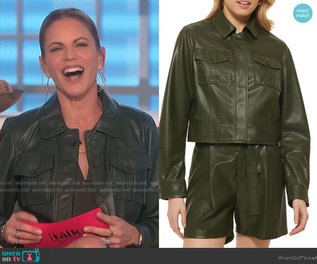 DKNY Faux Leather Short Jacket worn by Natalie Morales on The Talk