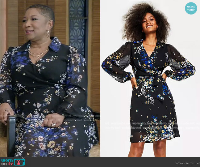 DKNY Printed Faux-Wrap Dress worn by Deja Vu on Live with Kelly and Ryan