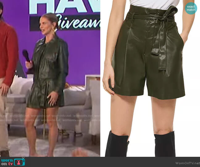 DKNY Tie Faux Leather High Waist Shorts worn by Natalie Morales on The Talk