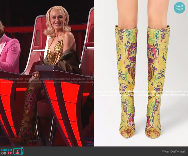 Dolce & Gabbana Floral Jacquard Boots worn by Gwen Stefani on The Voice