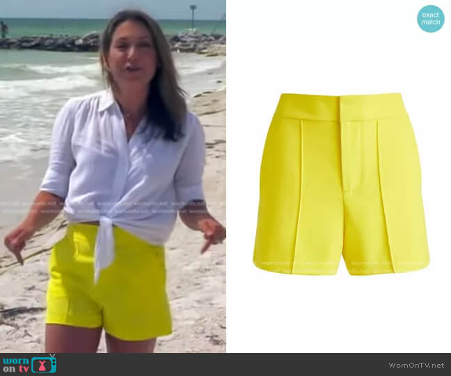 Alice + Olivia Dylan Pintuck Shorts worn by Ginger Zee on Good Morning America