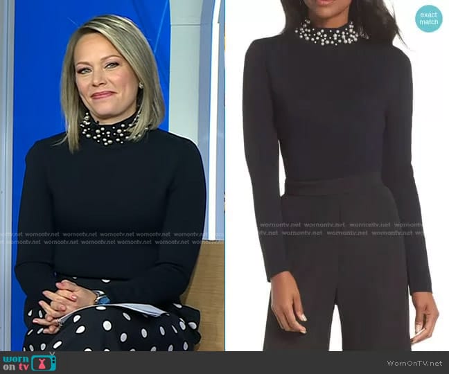 Eliza J Faux Pearl Embellished Mock Neck Sweater worn by Dylan Dreyer on Today