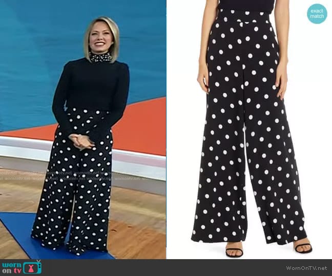 Eliza J Polka Dot Wide Leg Crepe Pants worn by Dylan Dreyer on Today