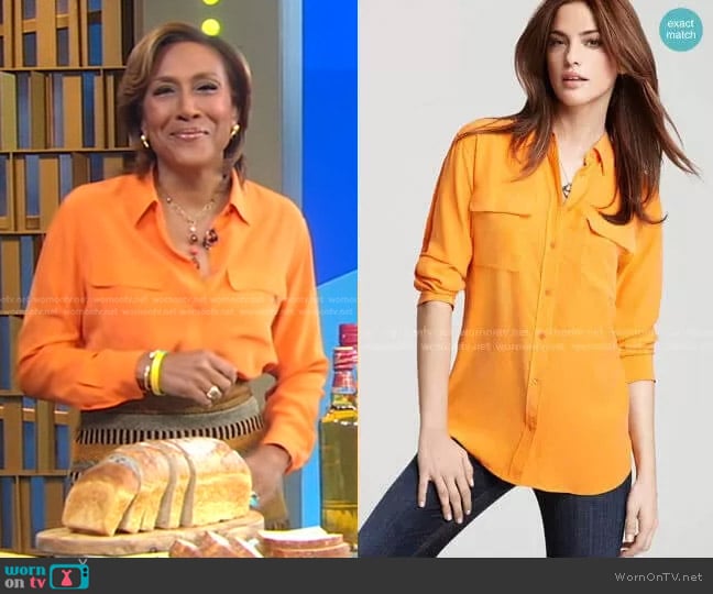 Equipment Signature Two Pocket Blouse worn by Robin Roberts on Good Morning America