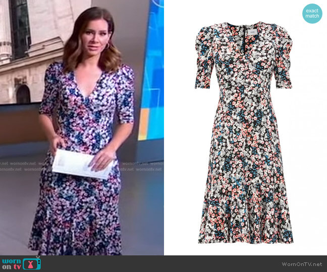 Erdem Ottavia Meadow-print Jersey Dress worn by Rebecca Jarvis on Good Morning America