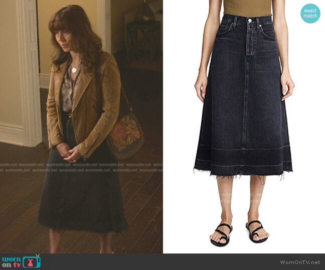 Citizens of Humanity Florence Skirt worn by Judy Hale (Linda Cardellini) on Dead to Me