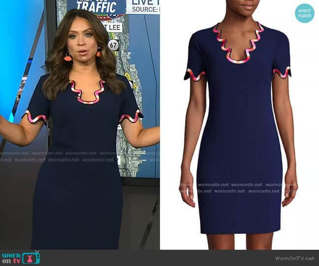 WornOnTV: Adelle’s navy swirl trim dress on Today | Adelle Caballero ...