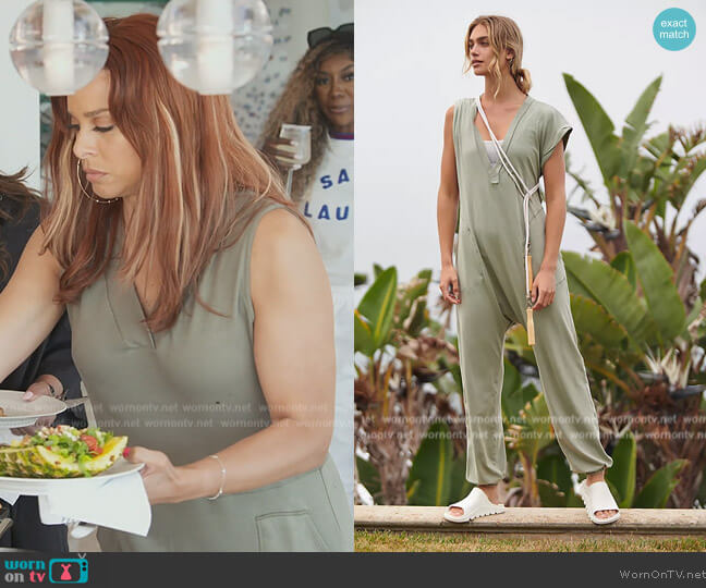 Free People Hot Shot V-Neck Onesie worn by Robyn Dixon on The Real Housewives of Potomac