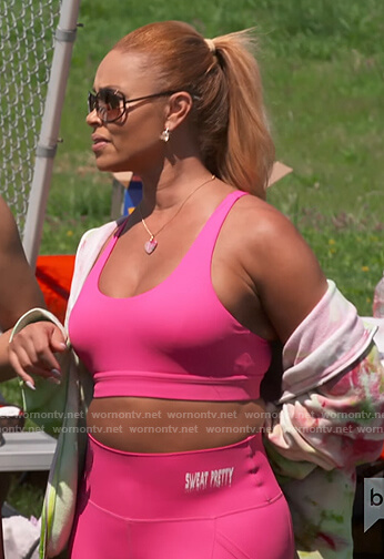 Gizelle's pink sports bra and leggings on The Real Housewives of Potomac