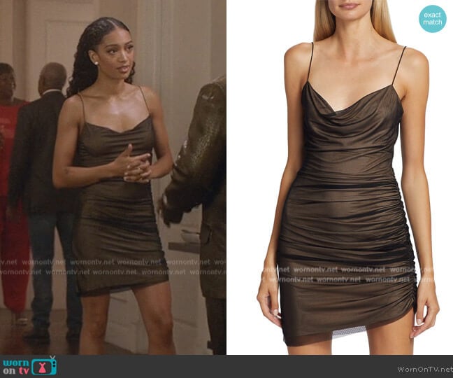 WornOnTV: Olivia’s brown mesh cowl neck dress on All American ...