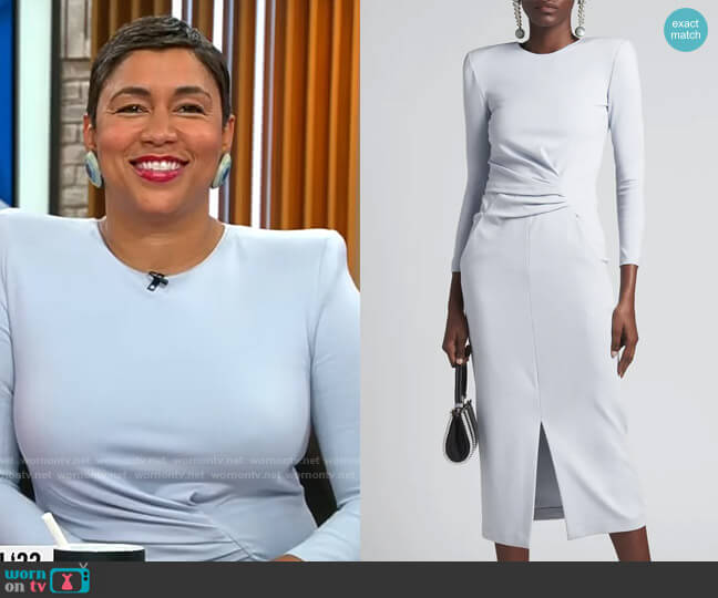 Giorgio Armani Draped Front-Slit Jersey Knit Dress worn by Ashley Etienne on CBS Mornings