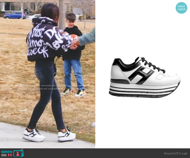 Hogan Maxi H222 Sneakers in White worn by Lisa Barlow on The Real Housewives of Salt Lake City