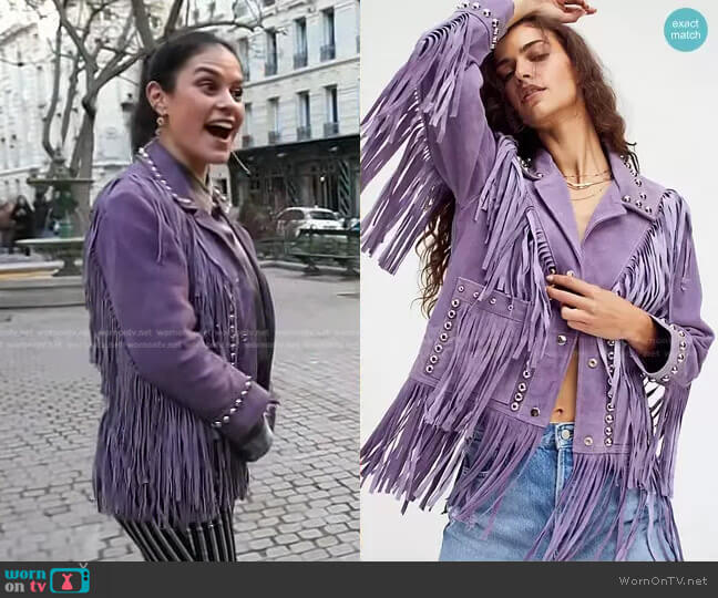 Free People Howdy Studded Jacket worn by Donna Farizan on Today