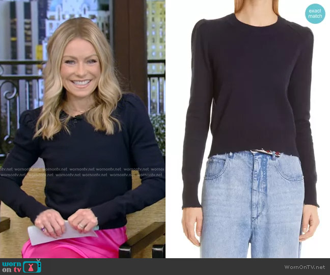 WornOnTV: Kelly’s navy puff sleeve sweater on Live with Kelly and Ryan ...