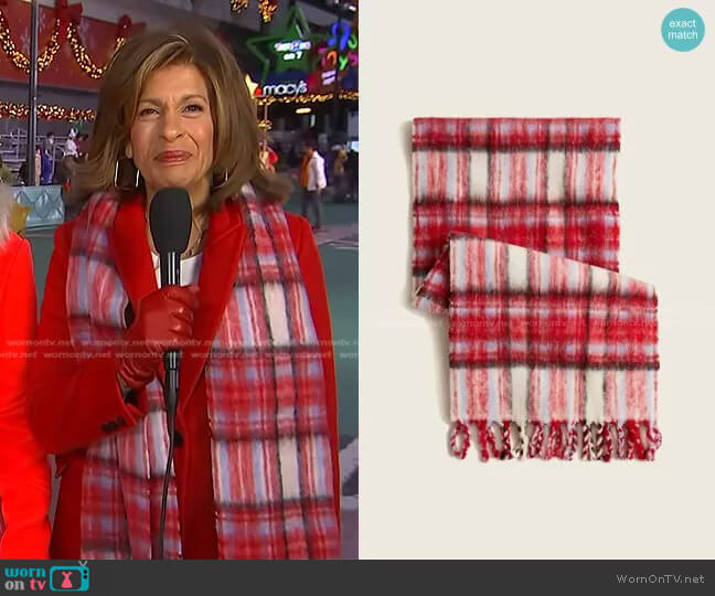 J. Crew Plaid Scarf in textured wool worn by Hoda Kotb on Today