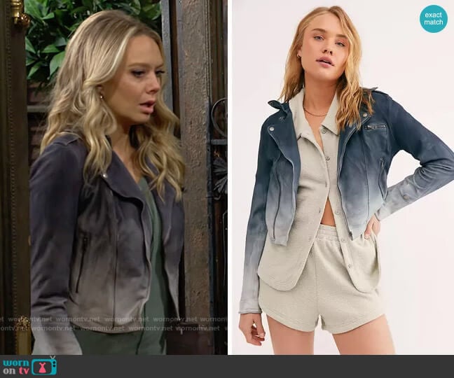 Jakett Josey Ombre Moto Jacket worn by Abby Newman (Melissa Ordway) on The Young and the Restless